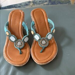 Chico's Aqua Beaded Women's Sandals